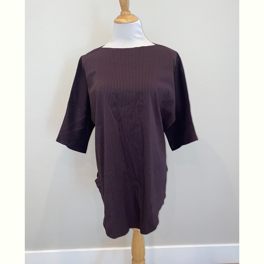 Itemz Chris Baumgartner Striped Top Blouse Tunic Plum One Size Lagenlook